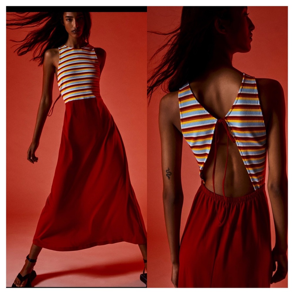 NWT Zara red long matching dress / L